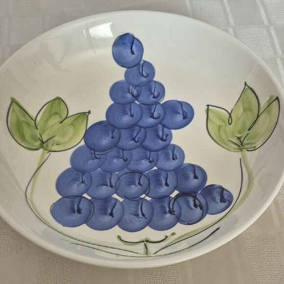 Hand-Painted Blue and Green Ceramic Serving Bowl - Picture 16 of 16